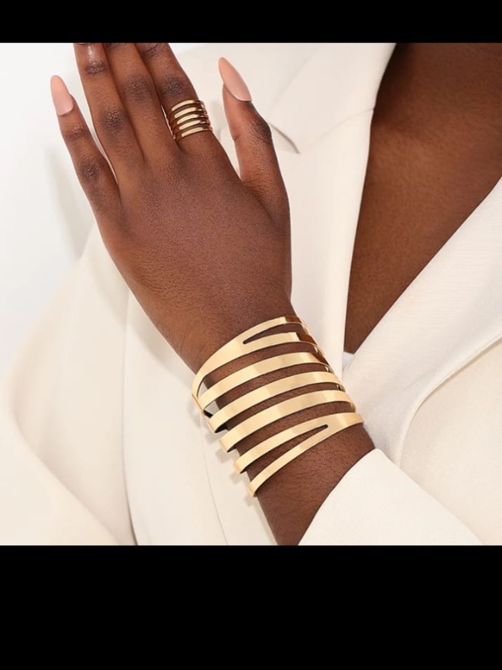 & Other Stories Gold Layered Open-Slat Cuff Bracelet